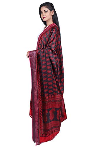 FF-IOVHGQPM-Silk Dupatta Bagh Print with Zari Border Color Black and Red