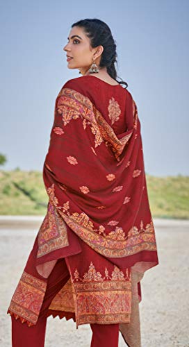 FF-DXNE5FMN-Unstitched Woollen Pashmina Embroidered Salwar Suit Dress Material