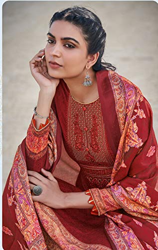 FF-DXNE5FMN-Unstitched Woollen Pashmina Embroidered Salwar Suit Dress Material
