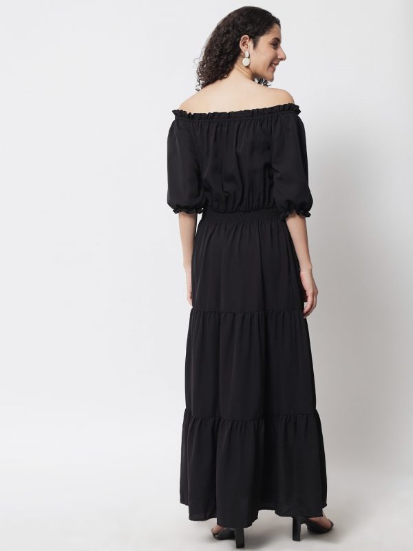 FF-VIXENLKY-Women A-line Black Dress