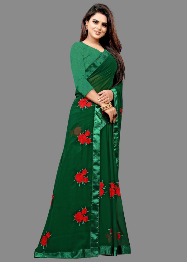 FF-WNFTZJ20-Embroidered Bollywood Georgette Saree (Green)