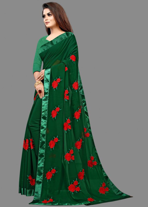 FF-WNFTZJ20-Embroidered Bollywood Georgette Saree (Green)
