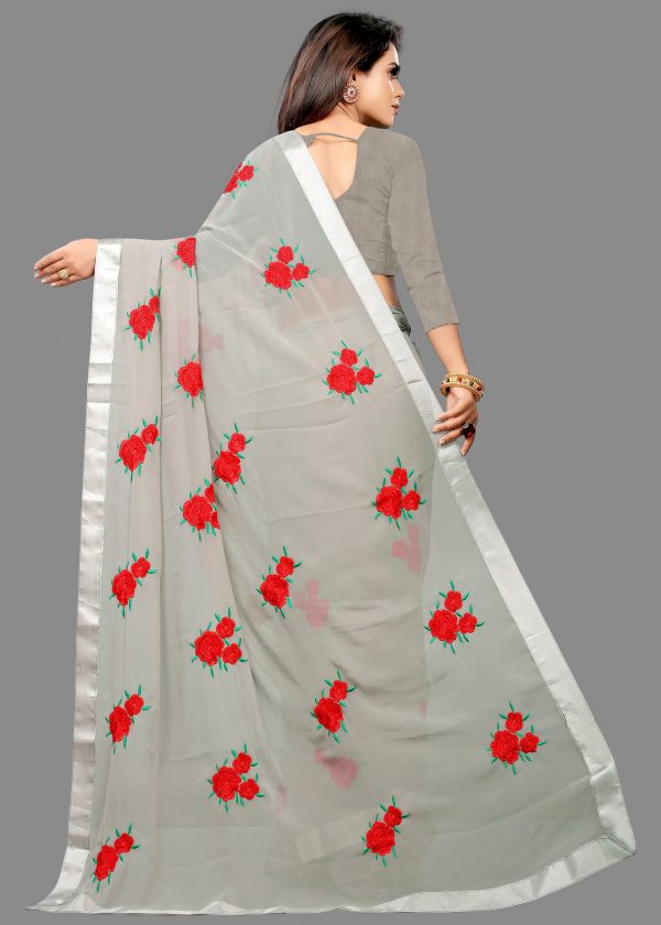 FF-CKJDVSZX-Embroidered Bollywood Georgette Saree (Grey)
