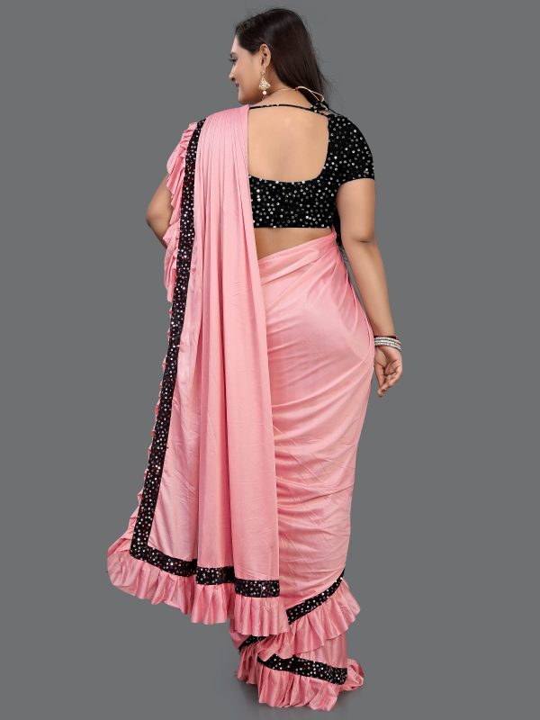 FF-GUXVHCIS-Solid Bollywood Silk Blend Saree (Pink)