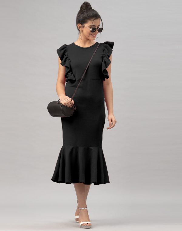 FF-FIS2L3NP-Women Bodycon Black Dress