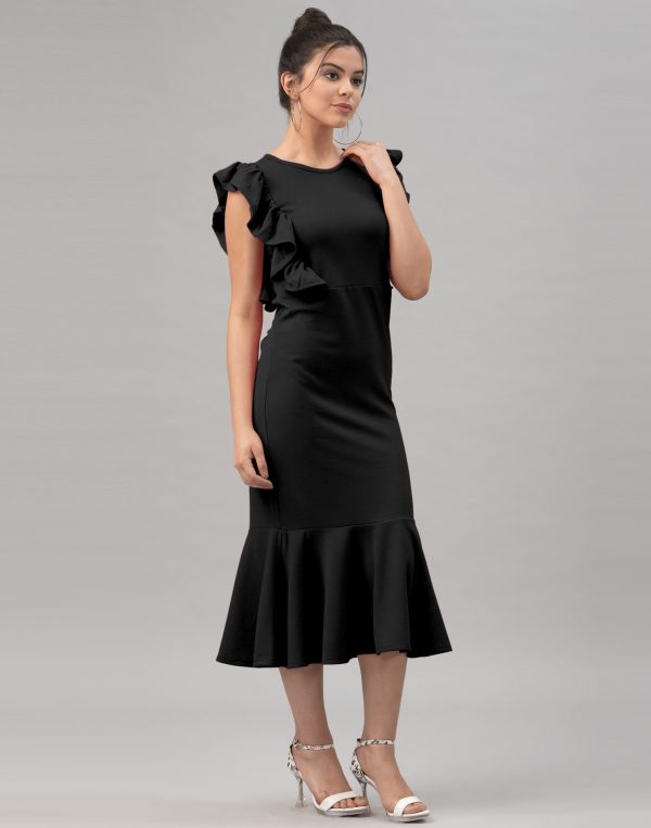 FF-FIS2L3NP-Women Bodycon Black Dress
