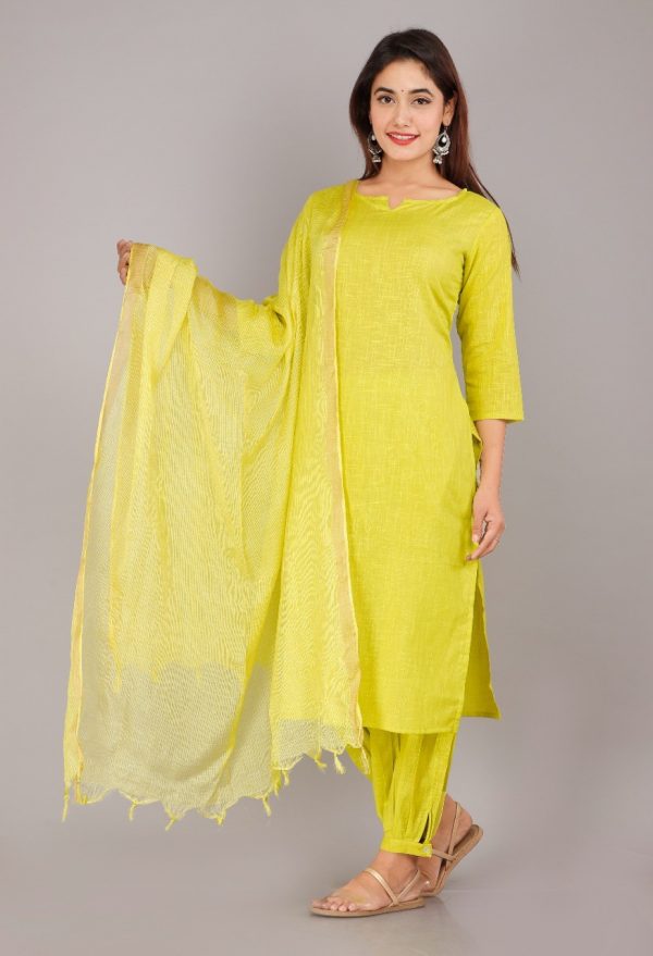 FF-CLOK1HGG-Women Kurta, Dhoti Pant & Dupatta Set Cotton Crepe Blend