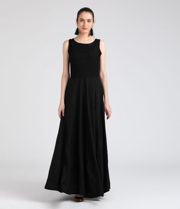 FF-VH91EOAK-Women Maxi Black Dress