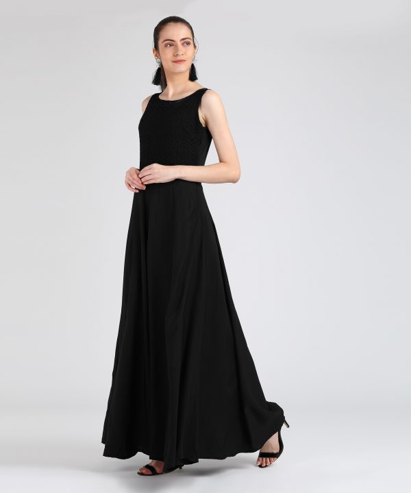 FF-VH91EOAK-Women Maxi Black Dress