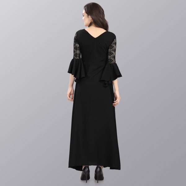 FF-NEPDO8FL-Women Maxi Black Dress