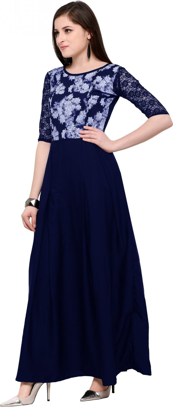 FF-FRKABUCQ-Women Maxi Blue Dress