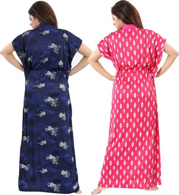 FF-AXVTCNXZ-Pack of 2 Women Nighty with Robe (Blue, Pink)