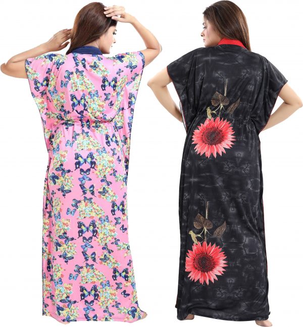 FF-B3HPQHPL-Pack of 2 Women Nighty with Robe (Multicolor)