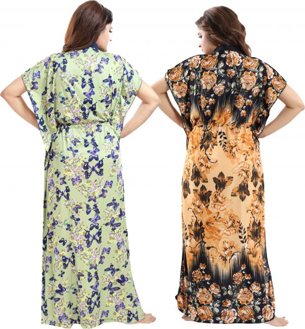 FF-9NUJMYQO-Pack of 2 Women Nighty with Robe (Multicolor)